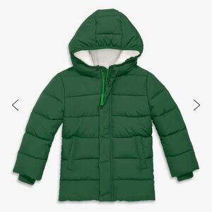 Primary Clothing Kids parka puffer coat, evergreen, size 5